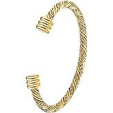 BOLAGTIER Stainless Steel Twisted Cable Wire Bracelets Adjustable Open Cuff Bangle Bracelet Vintage Jewelry Gift for Women