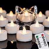 merrynights Remote Candles, 12PCS Flameless Tea Lights Candle Battery Operated with Timer, 400+Hours Remote Control LED Tea Lights Votive Candle for Holiday Table Centerpieces Decor