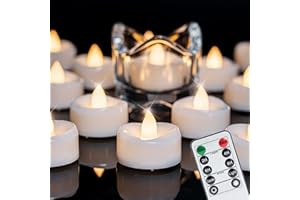 merrynights Remote Candles, 12PCS Flameless Tea Lights Candles Battery Operated with Timer, 400+Hours Remote Control LED Tea Lights Votive Candles for Holiday Table Centerpieces Decor