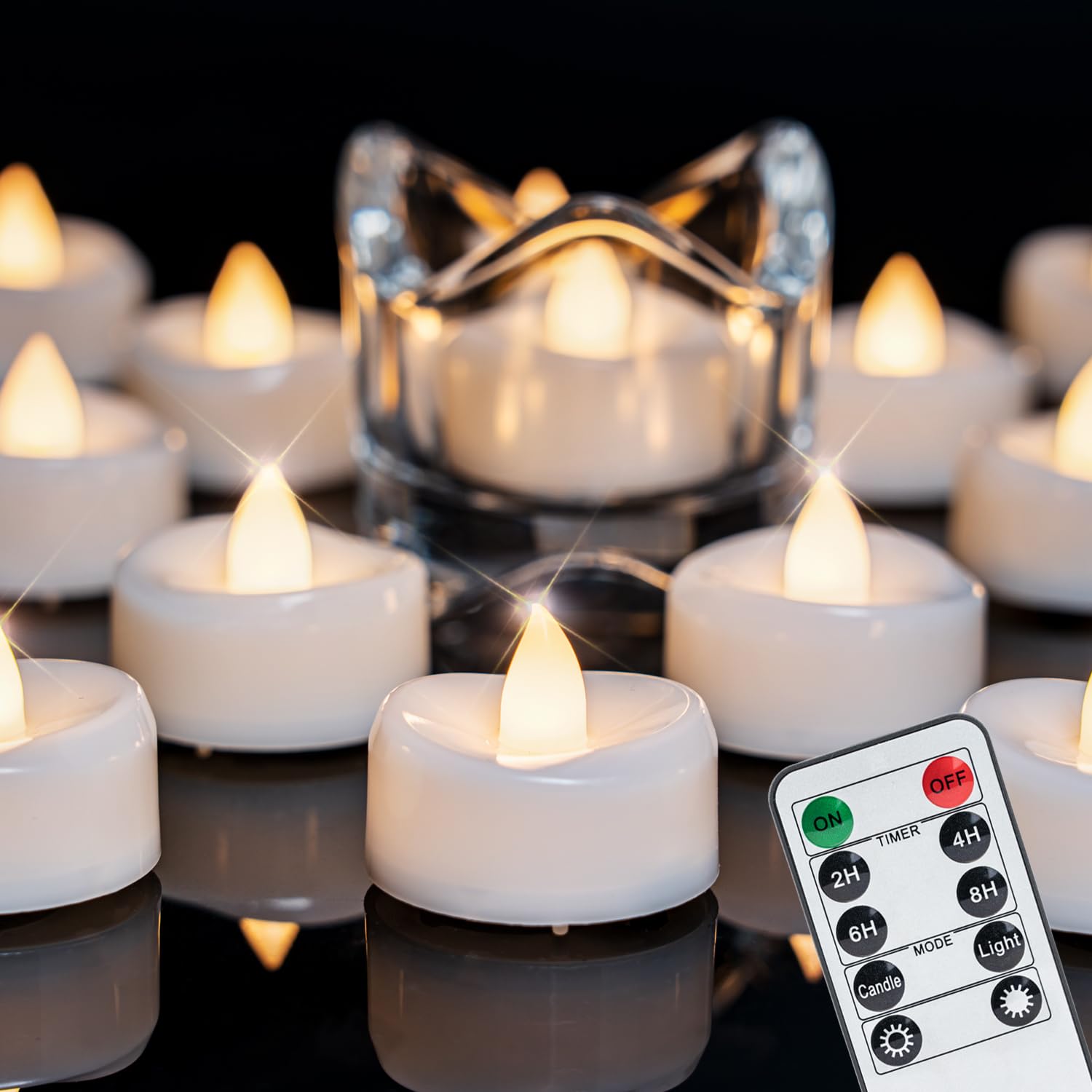 Photo 1 of merrynights Remote Candles, 12PCS Flameless Tea Lights Candle Battery Operated with Timer, 400+Hours Remote Control LED Tea Lights Votive Candle for Holiday Table Centerpieces Decor
