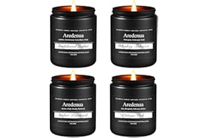 AREDENUA Mens Candle Set – Manly Candles for Men, 4 Pack Soy Candles for Home Scented, Masculine Candle Gift Set - Includes Sandalwood Leather, Whiskey Tobacco, Amber Patchouli & Vintage Oak