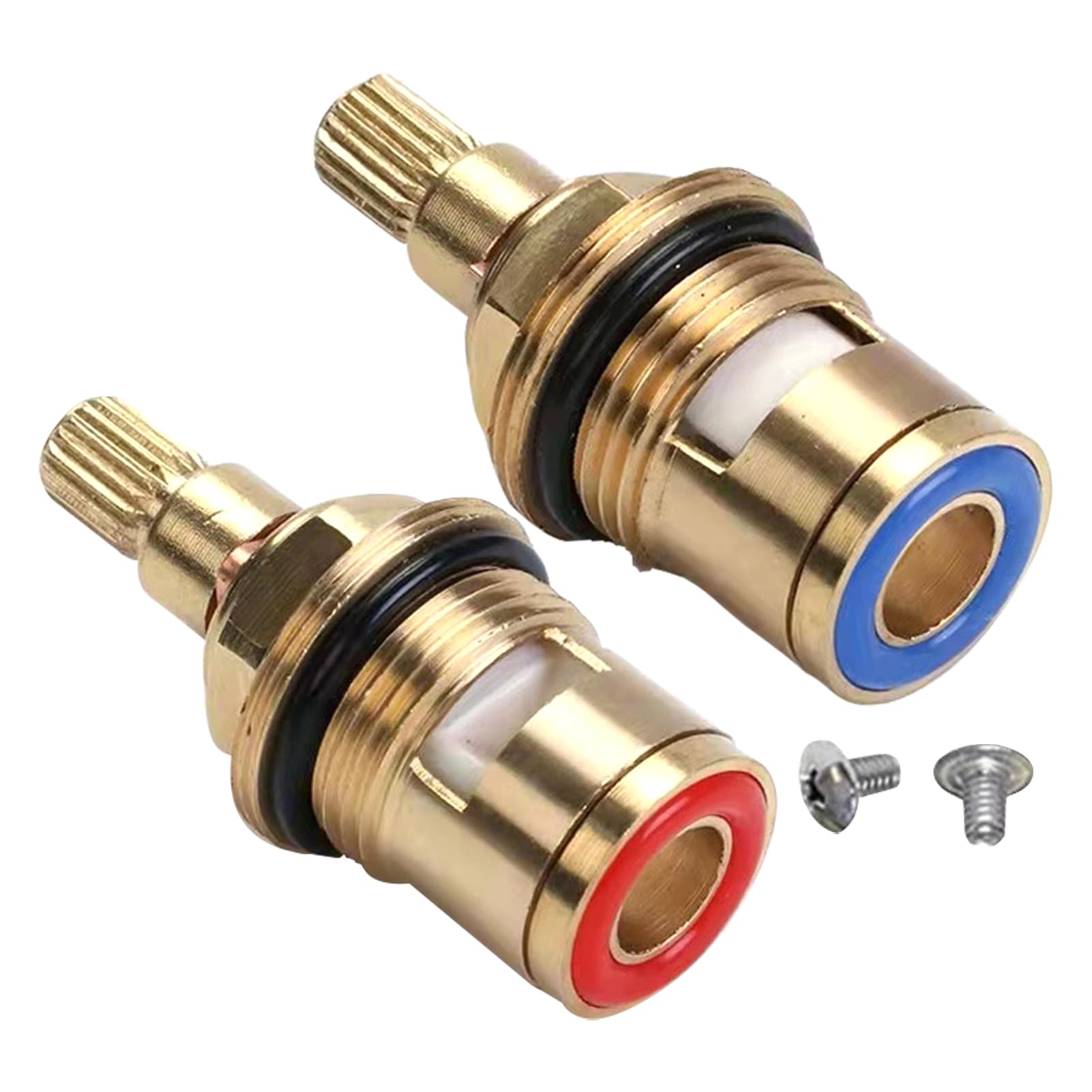 Parthan 2 Pcs Mixer Tap Cartridge Replacement – 1/4 Turn, 20‑Spline Brass & Ceramic Disc Cartridges with Washers for Mixer Taps (Hot & Cold) – Kitchen & Bathroom Faucet Repair Parts