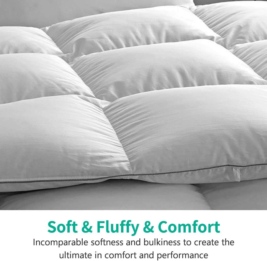 APSMILE Luxurious All Seasons European Goose Down Comforter Full/Queen Size Duvet Insert - Ultra-Soft Egyptian Cotton, 47 Oz 750 Fill Power Fluffy Medium Warmth, Solid White: Home & Kitchen