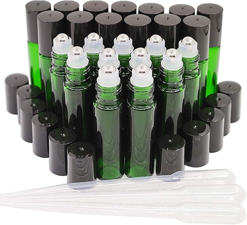 Amazon Co Jp Mire 10ml 漏れないし 耐久性のロールオンボトル ステンレス鋼ローラーボールボトル 遮光アロマオイル用瓶 エッセンシャルオイルボトル 精油香水用瓶 化粧水やアロマの保存用 24本セット 緑色 ビューティー