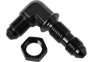 Podavelle 3AN Male Flare 90 Degree Bulkhead Fitting Adapter with 3AN Nut Aluminum Black
