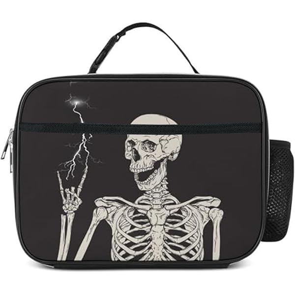 Borsa Termica Per Pranzo Gothic Skull Cat: Lunch Box Riutilizzabile E Portatile Per Donna E Uomo, Tracolla Inclusa - 3