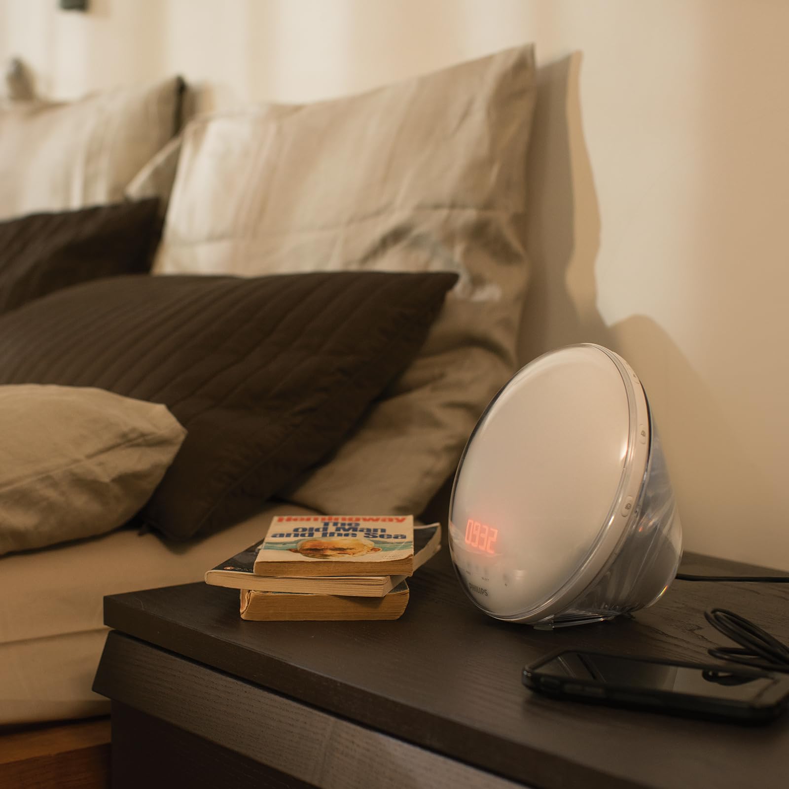 Philips SmartSleep Wake-up Light – Nachttischlampe & Wecker, Farbige Sonnenaufgangssimulation, 20 Helligkeitseinstellungen, 6 natürliche Wecktöne, Mitternacht-Lichtfunktion, Modell HF3521/01 8