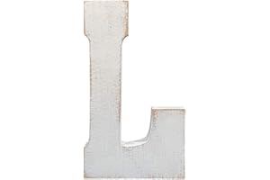 ABELOTS Large Wood Letter Distressed White Wash Alphabet Wall Décor Monogram Letter Alphabet Letters Free Standing Letters Wall Letters (L)