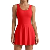 ATTRACO Women Tennis Dress with Shorts Athletic Dresses Scalloped Design | Scalloped Edged, V-back, Separated Shorts and Pockets, Removable Bras, Moisture-Wicked, Tennis, Golf, Athletic Wear