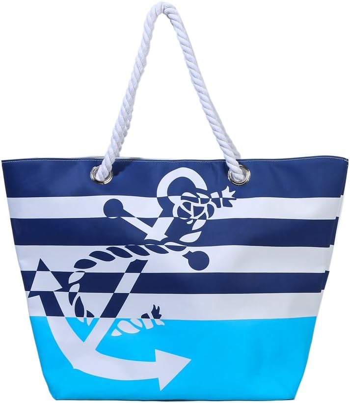 Waterproof Beach Bag Extra Large Summer Tote/Top Magnet Clasp Bag With Cotton Rope Handles