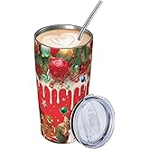 Christmas Tree Candy 20oz Insulated Stainless Steel Tumbler With Lids And Straws Stainless Steel Double Wall Vacuum Insulated Travel Coffee Mug Leak-Proof Lid & Flip Lid For Hot And Cold Drinks
