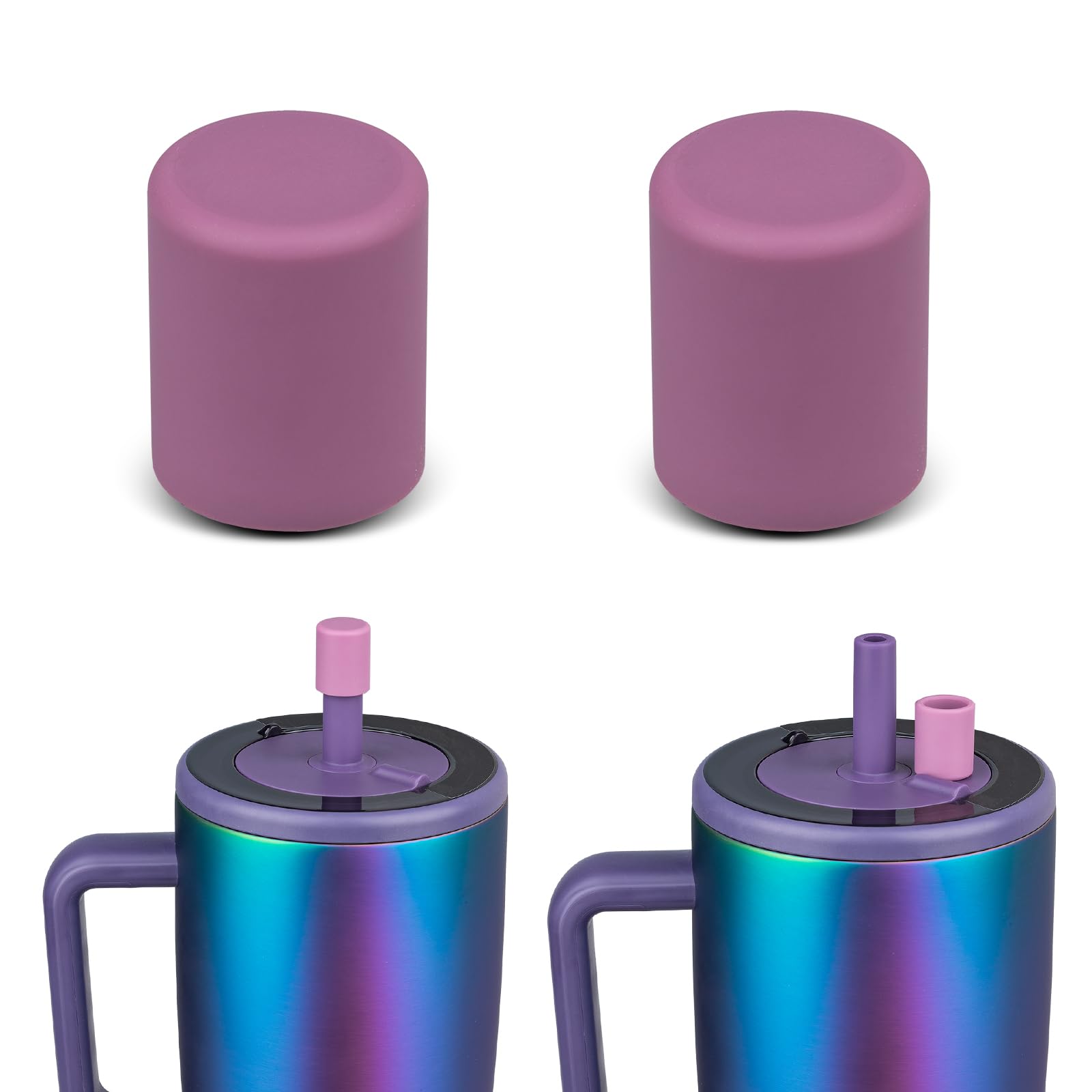 Photo 1 of TERPINK 2 Pack Magnetic Straw Caps Compatible with BrüMate All Era and Resa Tumblers, Silicone Straw Caps Toppers Compatible with Brumate Accessories, Straw Covers Protectors BPA Free (Purple)