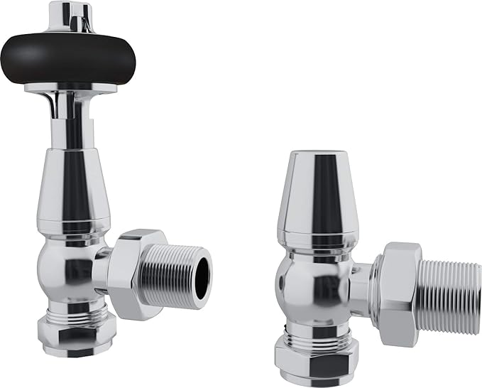 HB Signature Thermostatic TRV Brass Chrome Wooden Head Radiator Valves