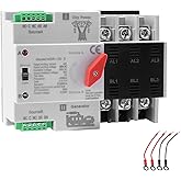 100Amp AC220V Automatic/Manual Transfer Switch 3P 50/60Hz, 3POLE 100A Mini ATS Solar Auto Dual Power Switch W2R for Home Generator, Din Rail Mount Cn Automatic Changeover Fast Transfe for,Rv,Lv Power