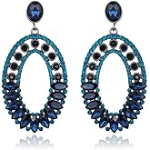 Sither Crystal Dangling Earrings for Women Dangle Crystal Pendant Earrings Boho Drop Oval Earrings Jewelry for Halloween Christmas Gift