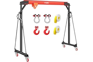 EXPLOREHORIZON 1 Ton Gantry Crane, 2200LBS Adjustable Gantry Crane with Manual Trolley, 8-12 FT Adjustable Height, Shop Lift Hoist with Hook & Shackles for Warehouse, Factory