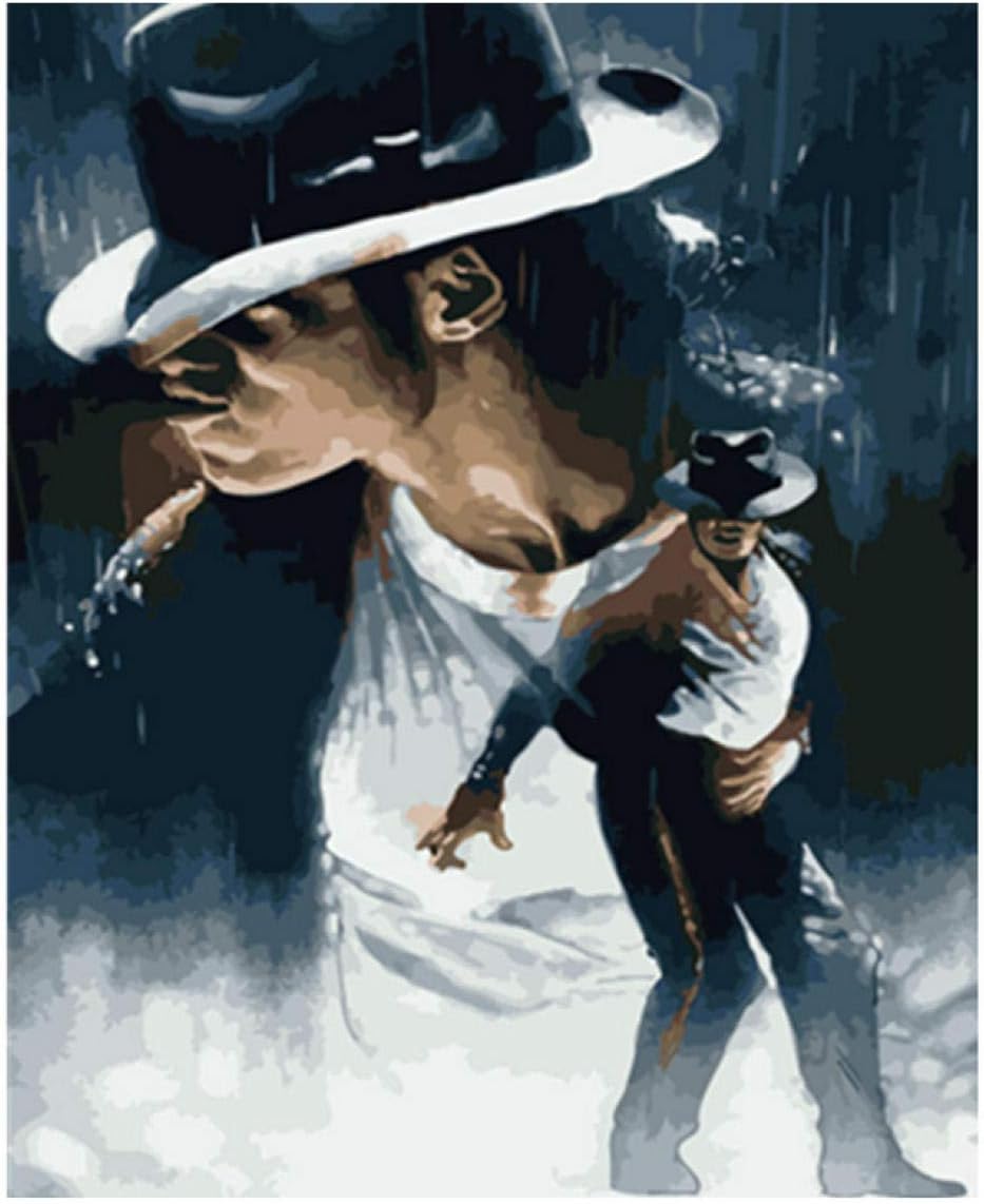 DIY Digital Painting Acrylic Paint Set Tool Adult Children Art Hand Painted Home Decor (Michael Jackson) No Frame 16x20 Inch