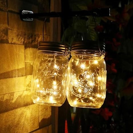 Gaddrt Solar Mason Jar Deckel Lights Led Lichterkette Aufhangen Laternen Leuchten Deckel Einsatz Fur Glas Mason Glaser Garten Deck Terrasse Party Hochzeit Weihnachten Outdoor Dekorationen Gelb Amazon De Kuche Haushalt
