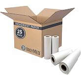 BodyMed Standard Headrest Paper Rolls for Chiropractic Exam Table, Smooth White, 8.5-Inch x 225-Feet, 25 Rolls &ndash; Disposable Paper Rolls for Medical Office, Chiropractor, Spa Use
