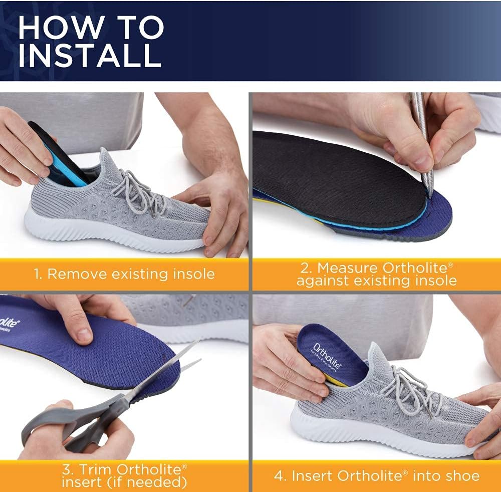 Ortholite All Day Insoles, Athletic Triple Zone, Arch Support, Absorbs Shock Comfortable Inserts, Won’t Compress, Breathable Shoe Insole for Flat Feet, Running Foam Insert, Women's Size 9 Mens 7: Health & Personal Care