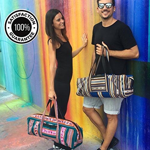 Yoga Mat Bag - Full Zip, Handmade, Large, Zip-pocket, Exercise Yoga Mat Bag (5 colors) (Blue) - Thumbnail 7