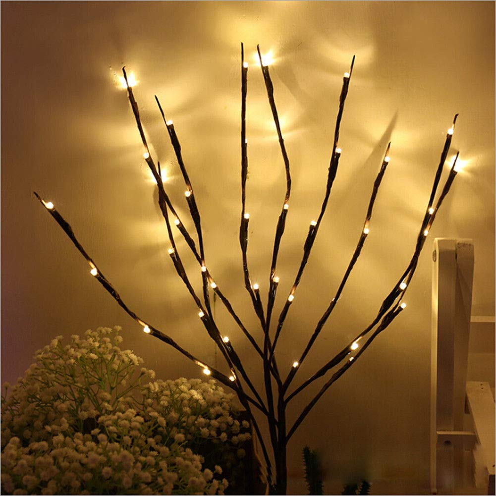 NAWEDA Branch Lights LED Twigs Artificial Willow Twig Lights for Decoration Warm White Battery Powered 20 Inches 20 LED- 2 Pack