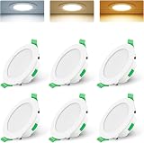 ALUSSO LED Downlights 7W Ultra Slim 3CCT Dimmable IP44 6 Pack White