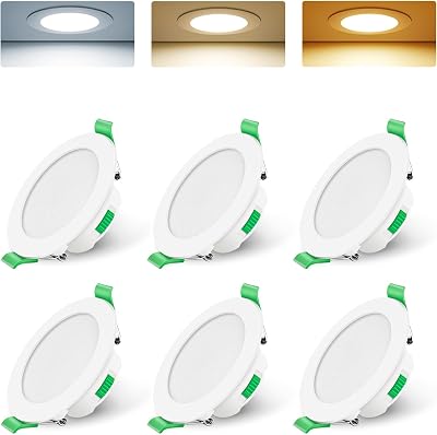 ALUSSO LED Downlights 7W Ultra Slim 3CCT Dimmable IP44 6 Pack White