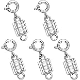 S925 Sterling Silver Magnetic Necklace Clasps and Closures, Magnetic Clasps for Necklaces,Magnetic Clasp Converter for Jewelry Making Supplies (5silvery)