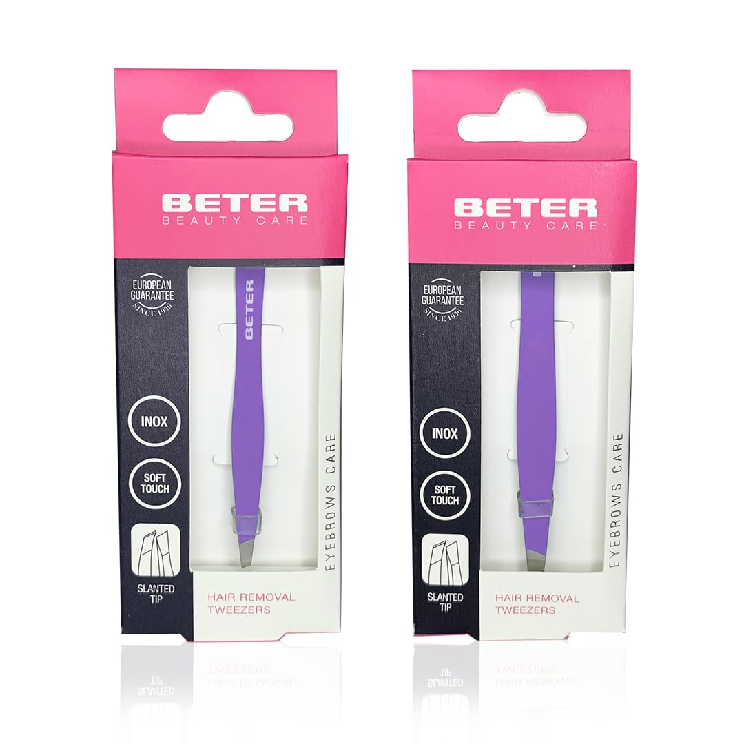Beter Set plucking tweezers Soft Touch in Purple, 2 pieces