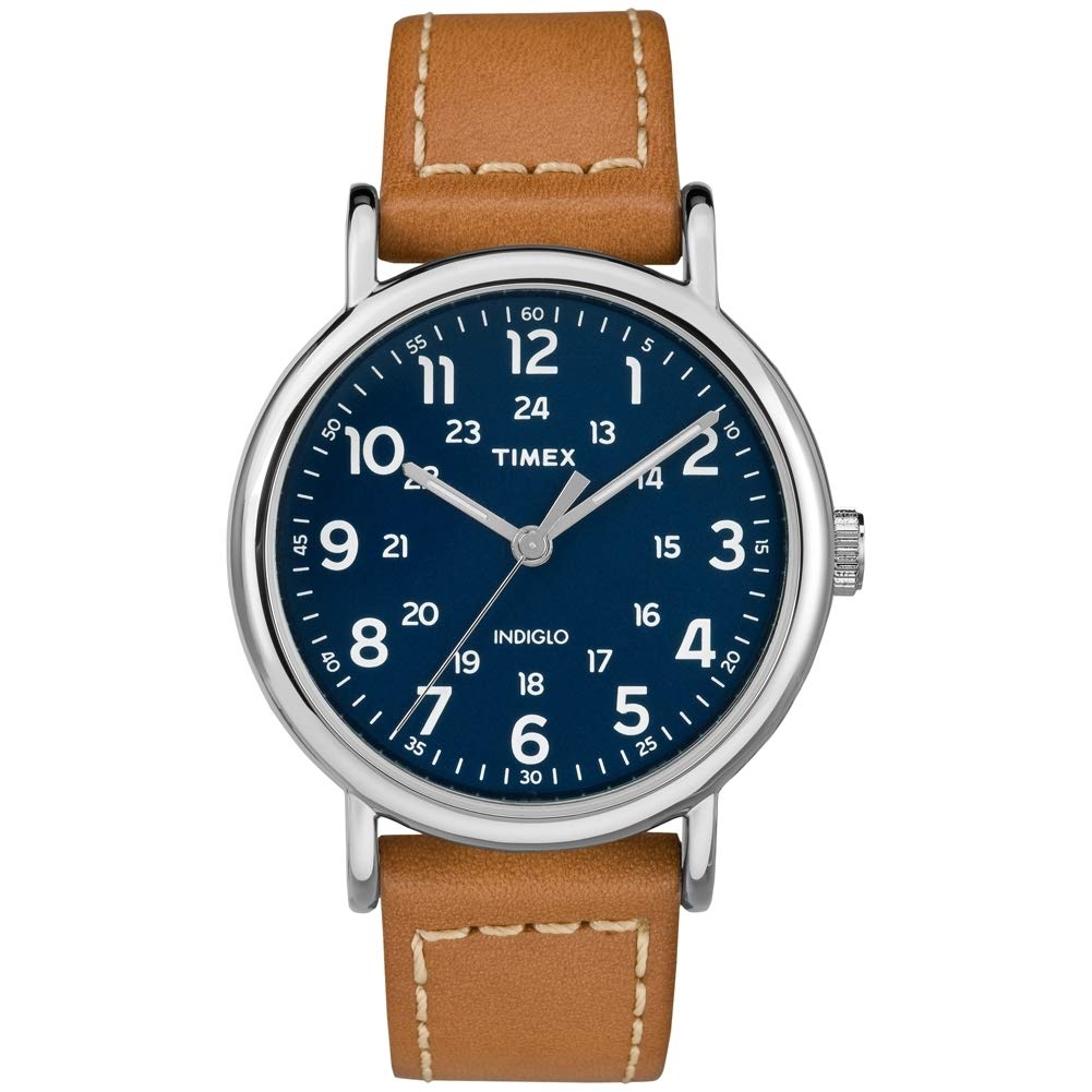 Timex Weekender 40mm Blue Dial and Brown Leather Strap Quartz Watch TW2R42500