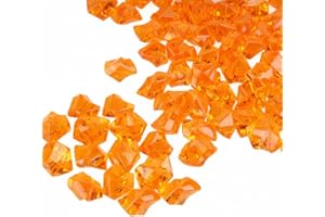 PMLAND 180 Pieces Orange Acrylic Ice Rocks – Crushed Fake Ice Gems Decorative Crystal Stones for Vase Filler Wedding Table Scatter Party Centerpiece DIY Crafts Aquarium and Home Décor