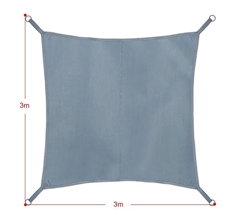 Yaheetech Sonnensegel 3 x 3 Meter Sonnenschutz Garten UV-Schutz rechteckig grau