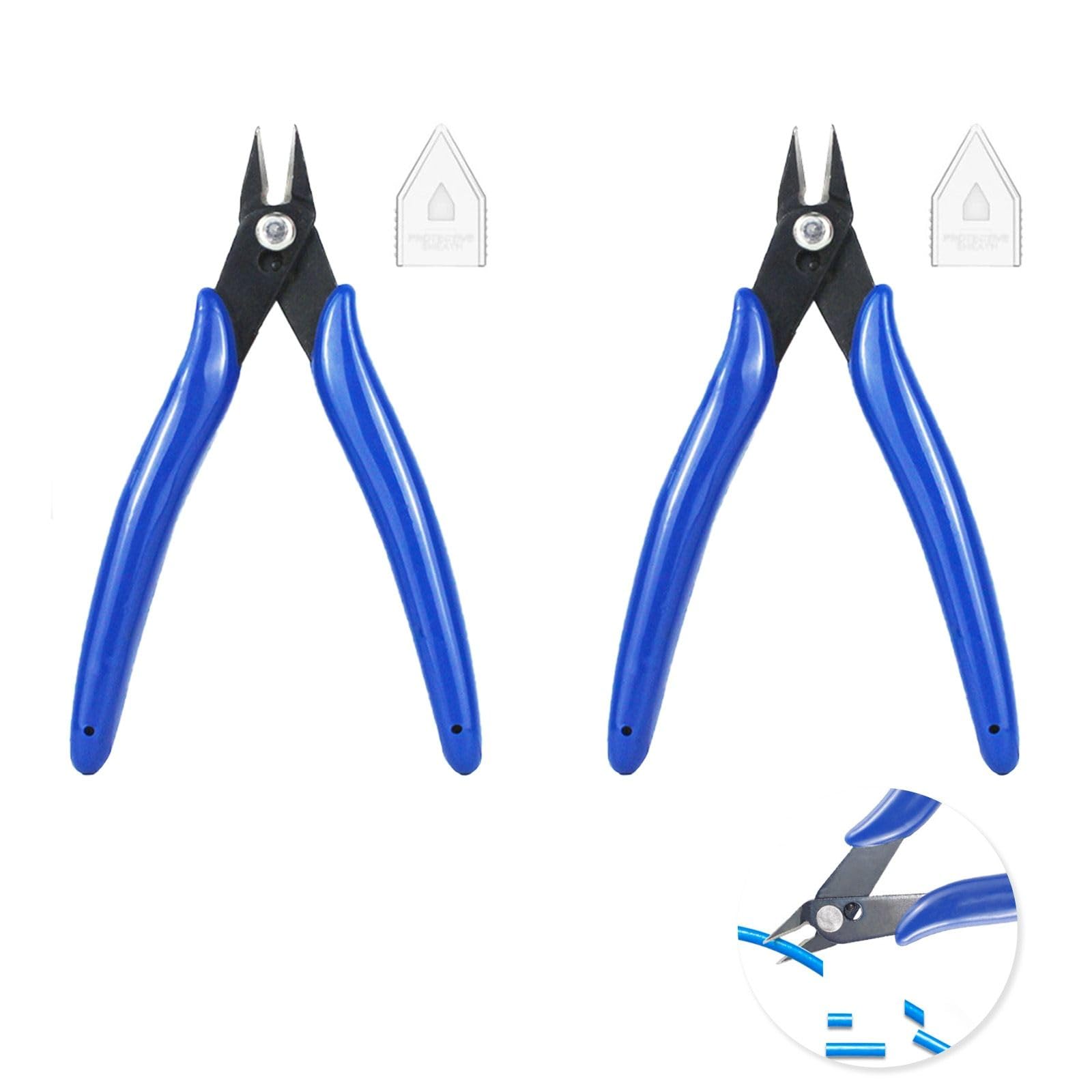2 Pcs Wire Cutters, Precision Flush Cutters Side Cutters, Small Cable Cutter Cutting Snips Diagonal Pliers for Cable Tie, Electrical, Home Repairs,DIY Jewelry, 5 Inches