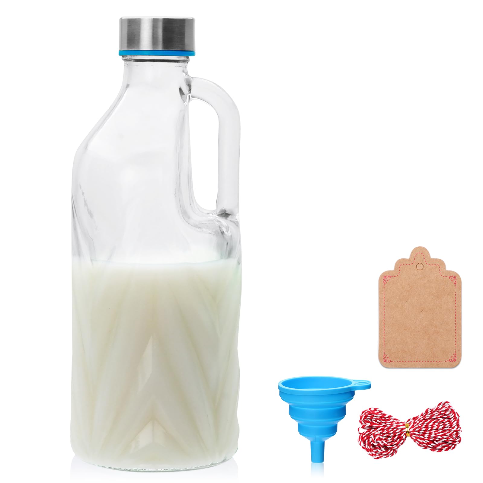 Photo 1 of 1 Pack 36oz Clear Glass Pitcher with Lid and Handle,Coffee Carafe Beverage Serveware,Water Jug for Making Tea and Juice