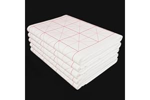 FLMOUCE Chinese Calligraphy Practice Paper with Grid, 100 Sheets, White Rice Paper for Brush Writing, Xuan Paper (White, Grid-10cm)
