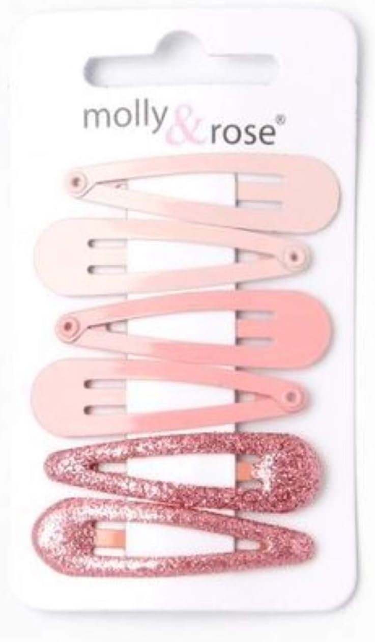 Set of 6 Pink Hair Clips Snap Bendies Sleepies 4cm, 1 count (Pack of 6)