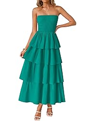 ZESICA Women‘s Summer Boho Strapless Maxi Dress