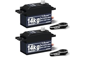 Miuzei RC Digital Servo 14kg Low Profile Servo Motor Metal Gear High Torque for 1/10 1/12 RC Drift Car, Road Racing, Helicopter Model (2)