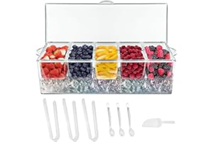 LucaSng Condiment Containers Server with Lid,Ice Tray,Condiment Organizer,Chilled Caddy,Bar Garnish Holder on Ice,Dispenser,S