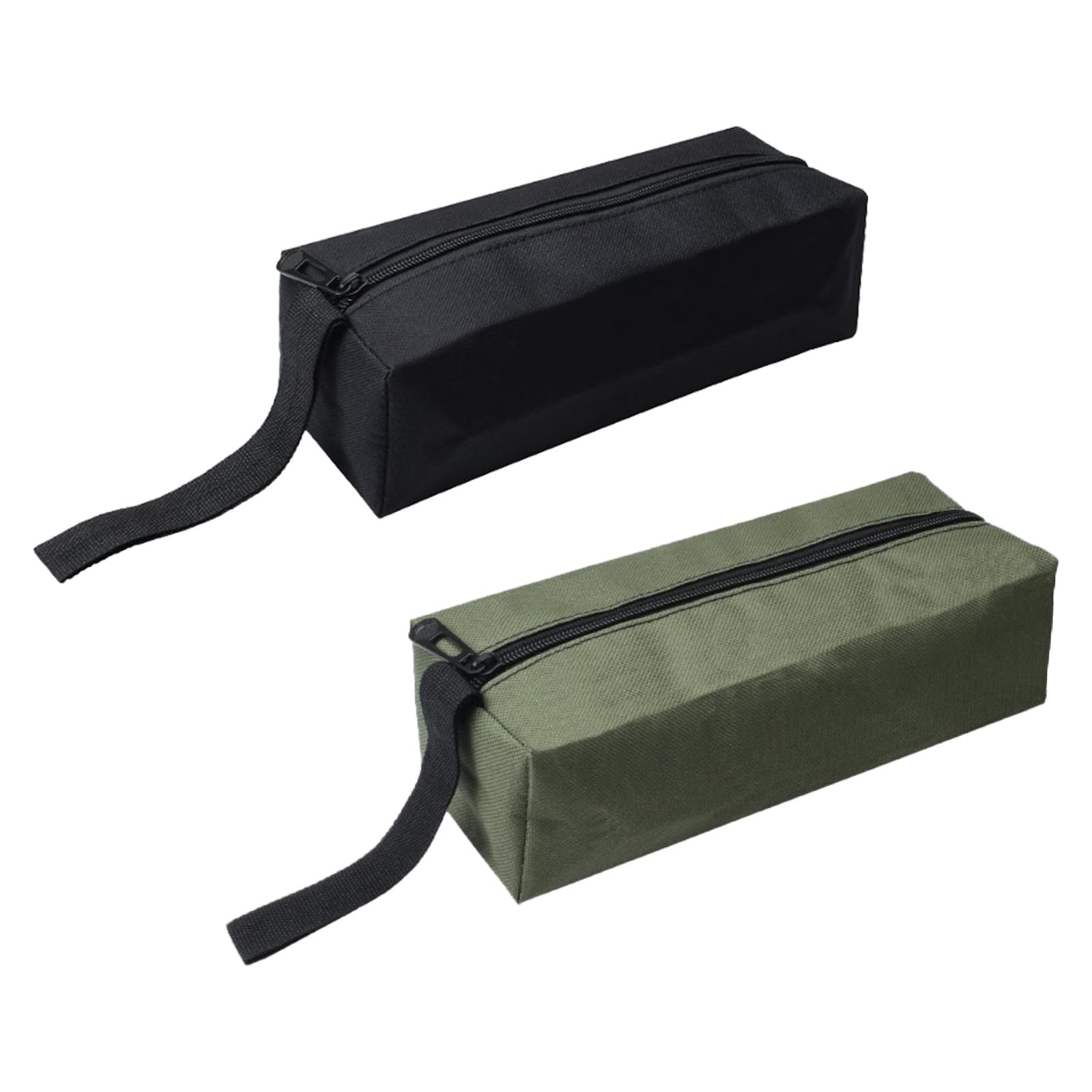 PAITOK 2Pcs Canvas Tool Bag Set, Multipurpose Small Tool Pouch Storage, Zipper Tool Rolls, Waterproof Tool Organizers for Screwdrivers, Wrenches, Pliers, and Brushes with Hanging Loops (Green&Black)