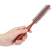 Kodrily Small Round Brush for Blow Drying, Skinny Thin Round Brush Small, Wooden Circle Curling Roller Comb, Unisex Blow and Roll Hairbrush for Short Hair Styling, 8.3x1.0in, 1Pcs