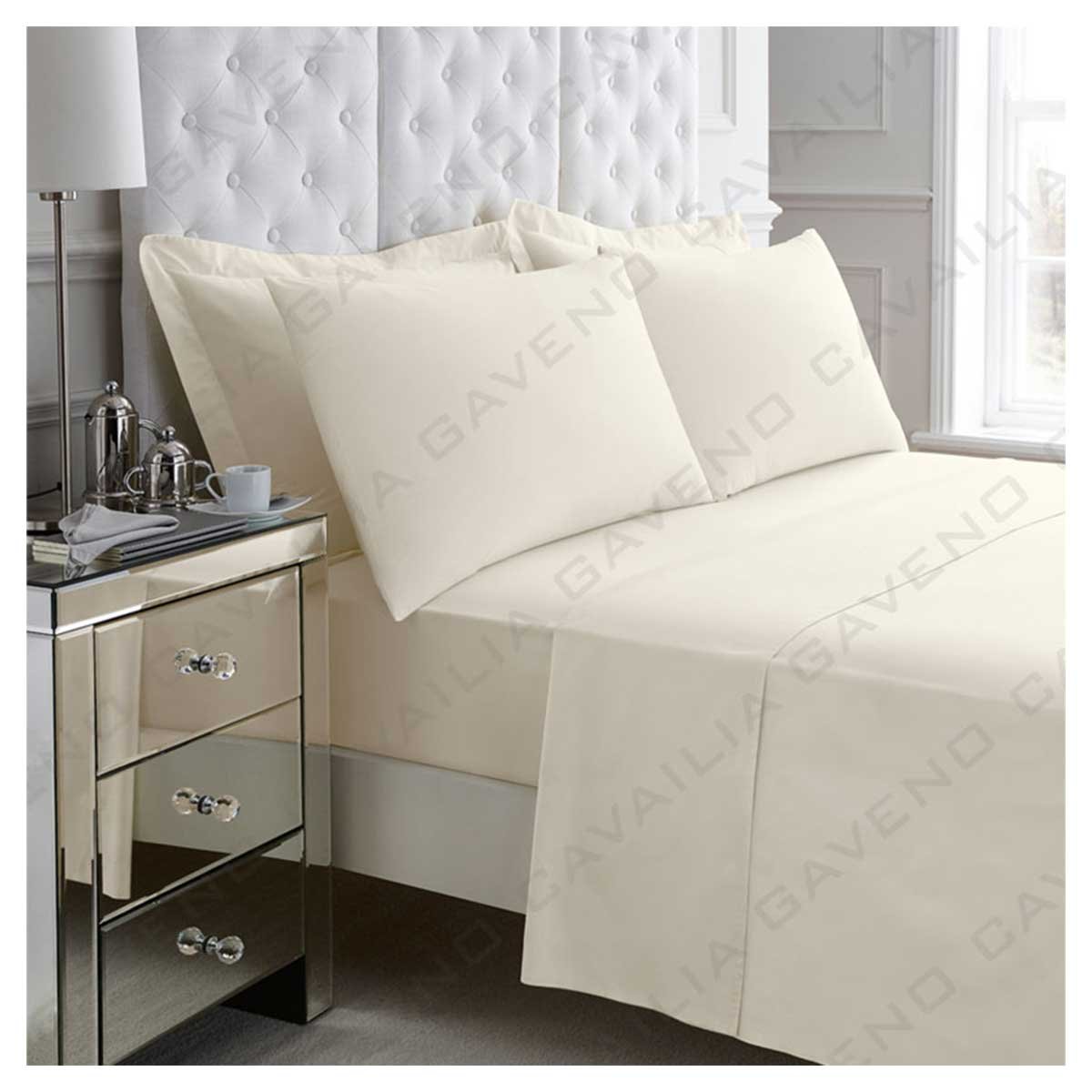Gaveno Cavailia Luxury Non-Iron PERCALE FITTED Sheet, Poly-Cotton, Cream , King
