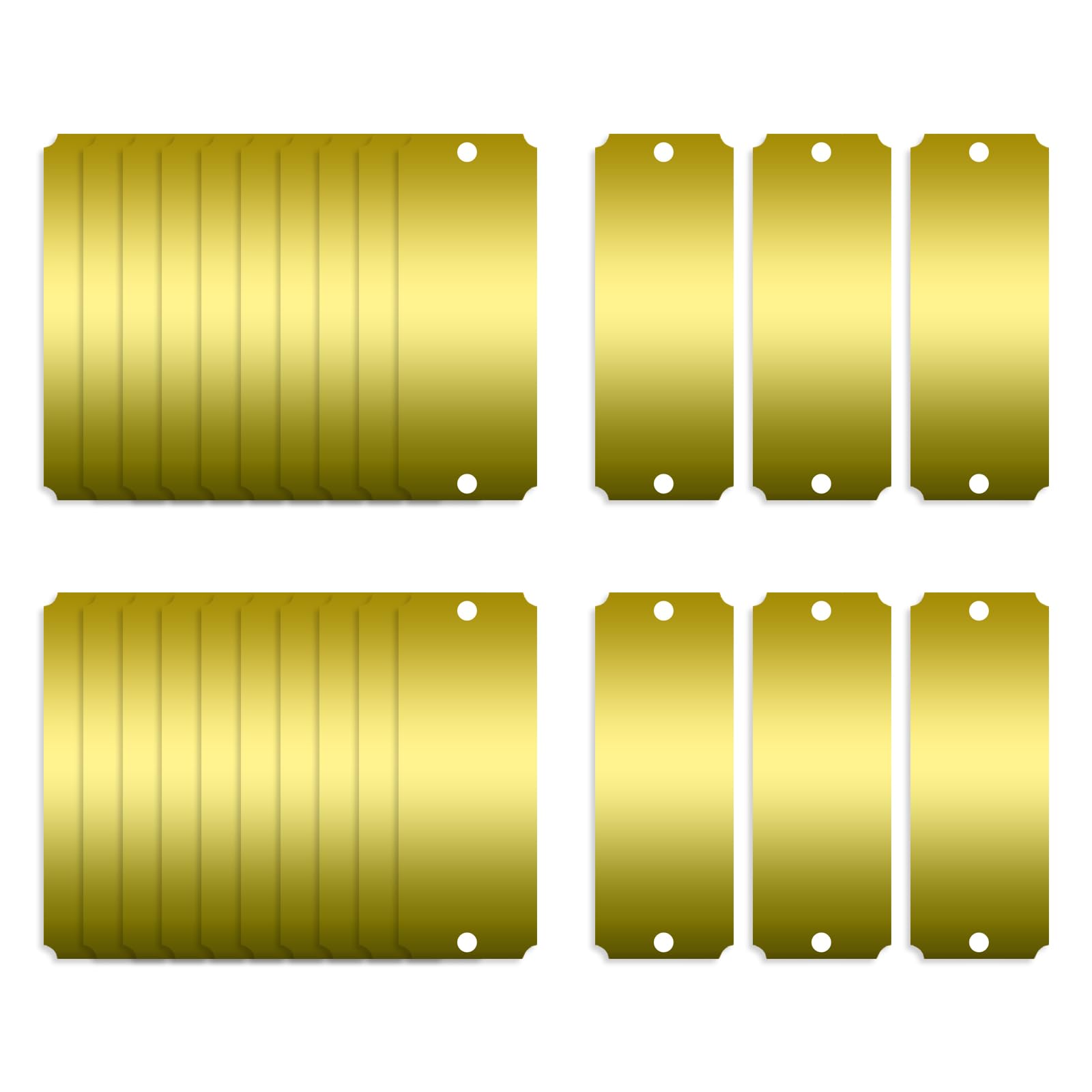 Ruimou 30 Pcs Name Plates Laser Engraved,Stamping Blanks Tags for DIY Making -Notched Corner (Gold)