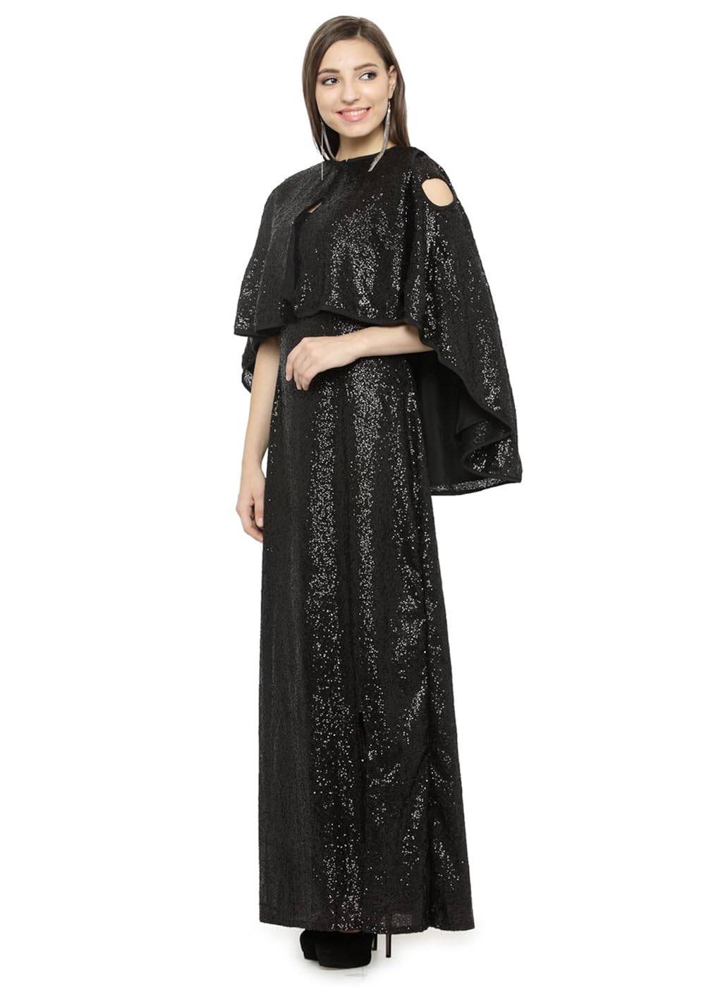 just wow black poly georgette women's dress (jw812)