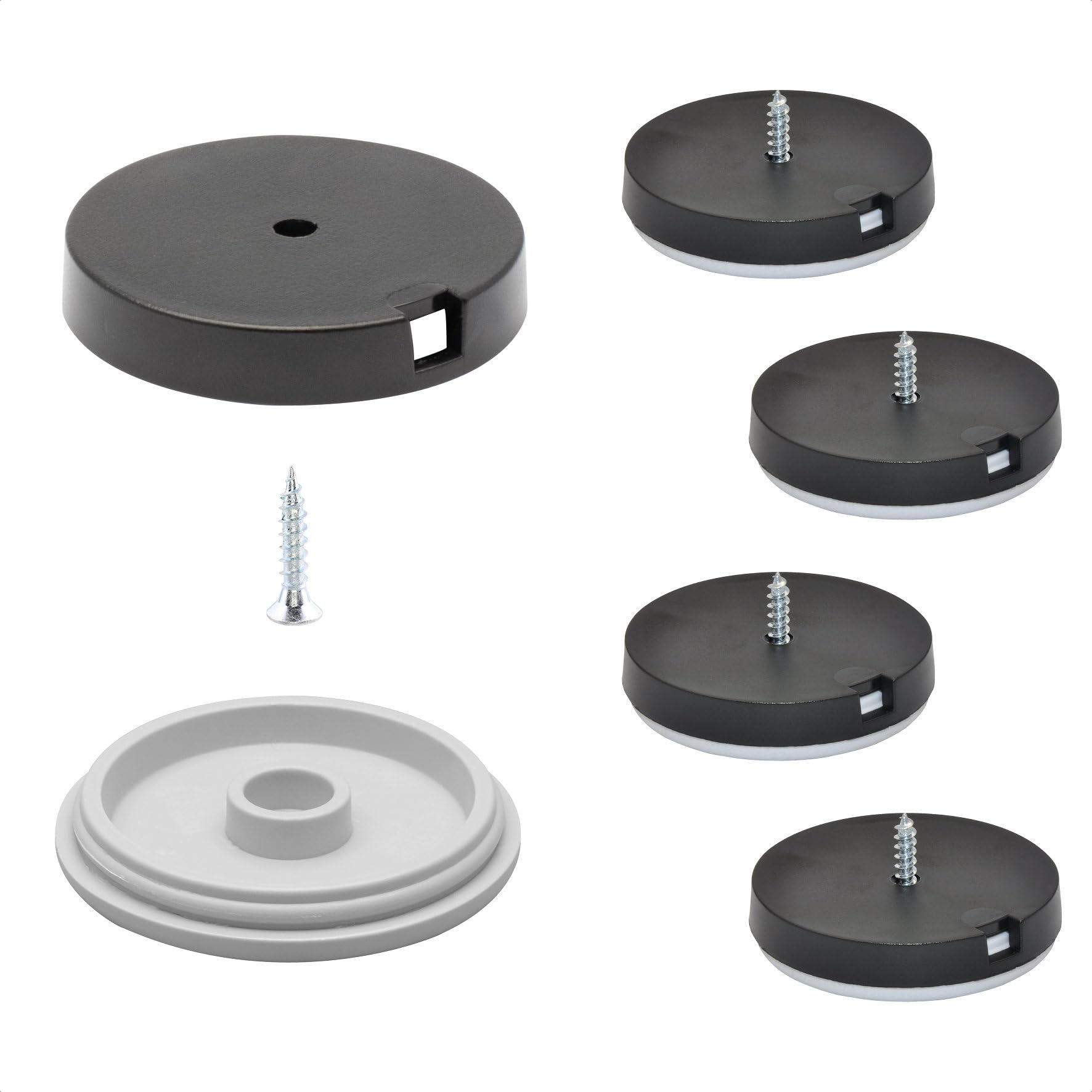 QuickClick WAGNER Plastic glides furniture glides chair glides I 4pcs. set to screw on I 4x base+screw+interchangeable glide insert - plastic HYPER - diameter Ø 40 mm - Made in Germany - 15809700