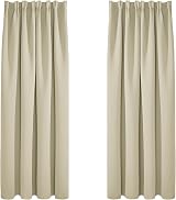 Deconovo Beige Thermal Blackout Curtains 2 Panels 52 x 84 Inches Pencil Pleat