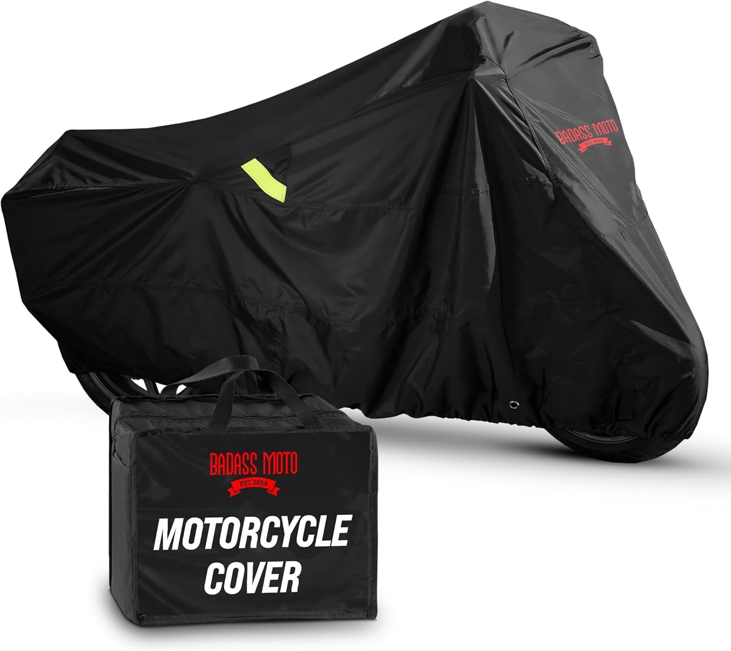 Badass Motogear - All Weather Waterproof Heavy Duty Motorcycle/Motorbike Cover: 220 cm (L) x 130 cm (H), Sized for Sports Bikes up to 800 CC (Small)