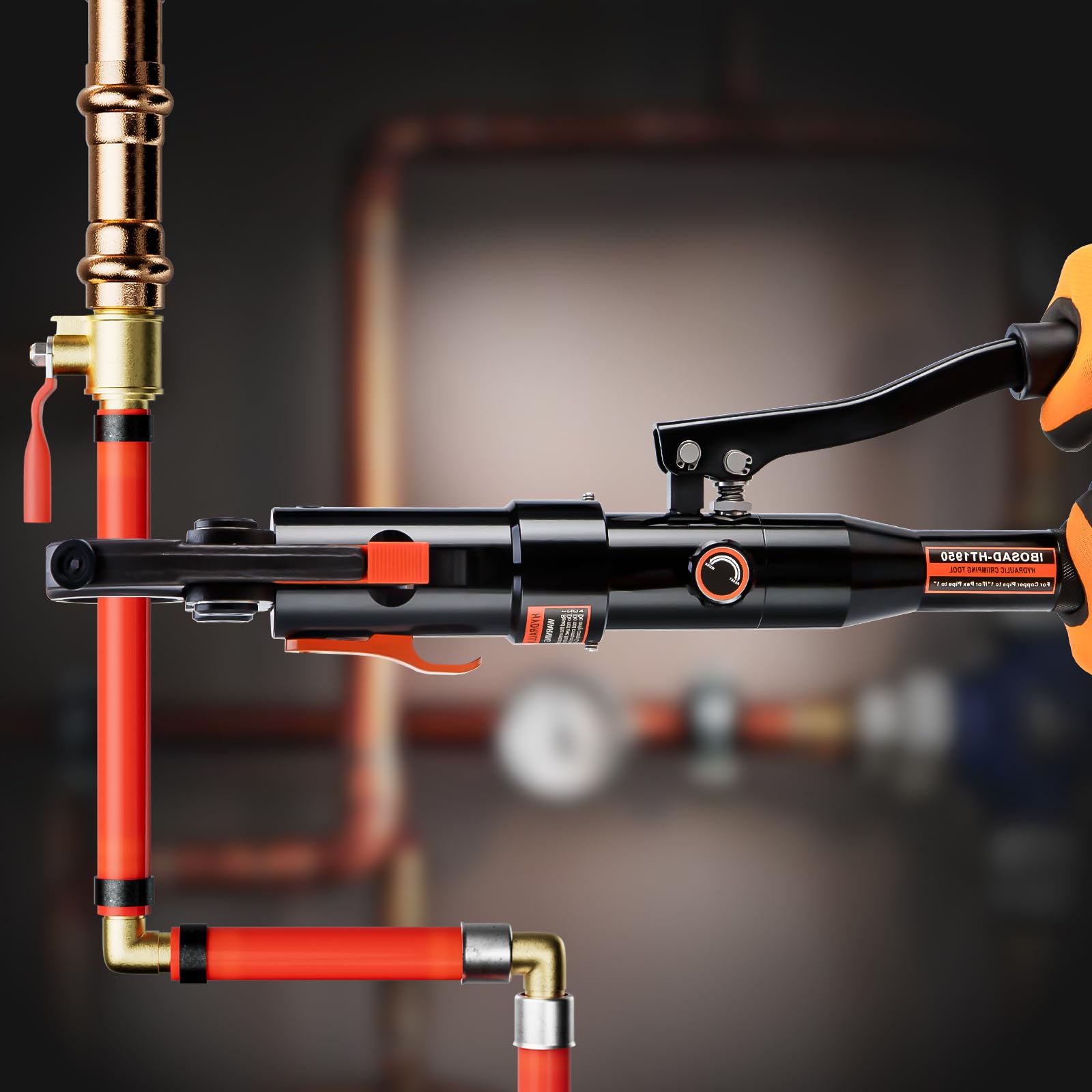 Copper And PEX Fittings IBOSAD Hydraulic Pipe Crimping Tool With 8 Dies ...