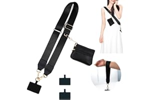 Incolumitas Phone Strap Zippered Pouch, Clip and Go Strap with Wallet Crossbody, Phone Lanyard Wrist Strap for Travel, Cruise Ship Essential (Black)